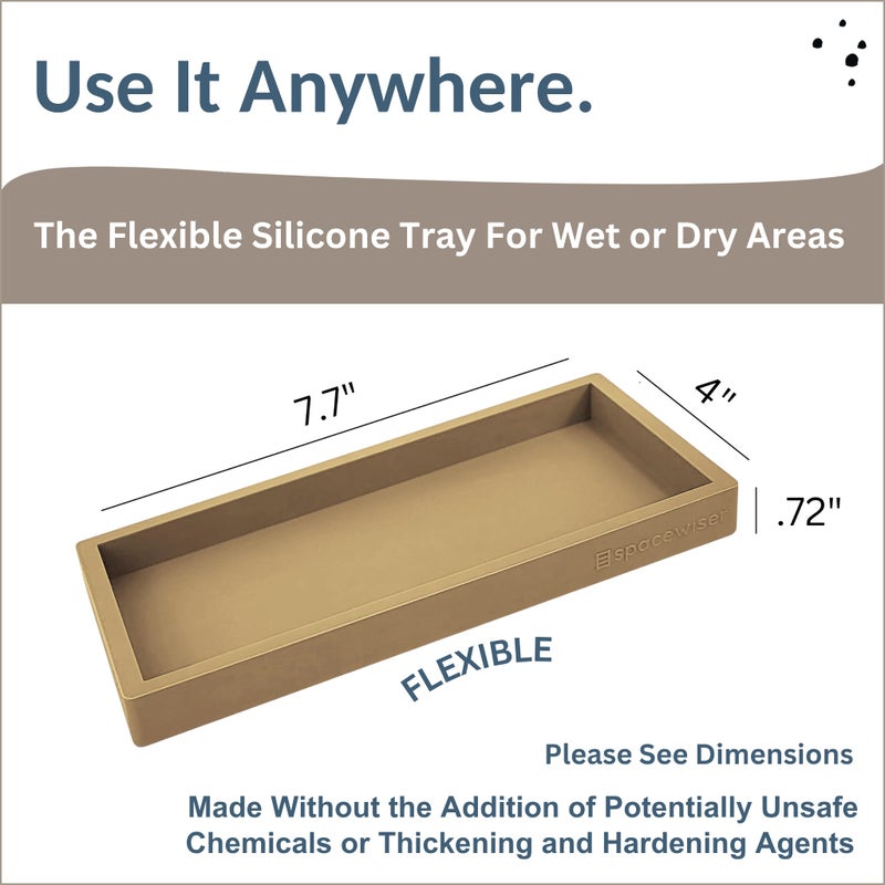 Spacewiser Countertop and Vanity Tray - Small 7.7" Silicone Soap Dispenser Trays, Flexible Bathroom Trays, Dish Soap Holder Kitchen Counter Caddy, Organizer Sink Tray for Soaps Bottles, Sponge, Keys - Image 3